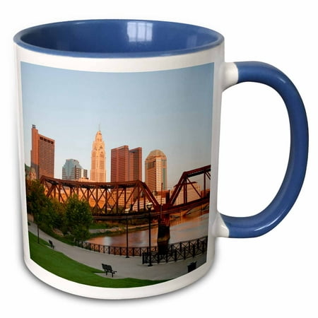 3dRose USA, Ohio, Columbus City skyline and the Scioto River - US36 TWE0021 - E. O. Reed - Two Tone Blue Mug,