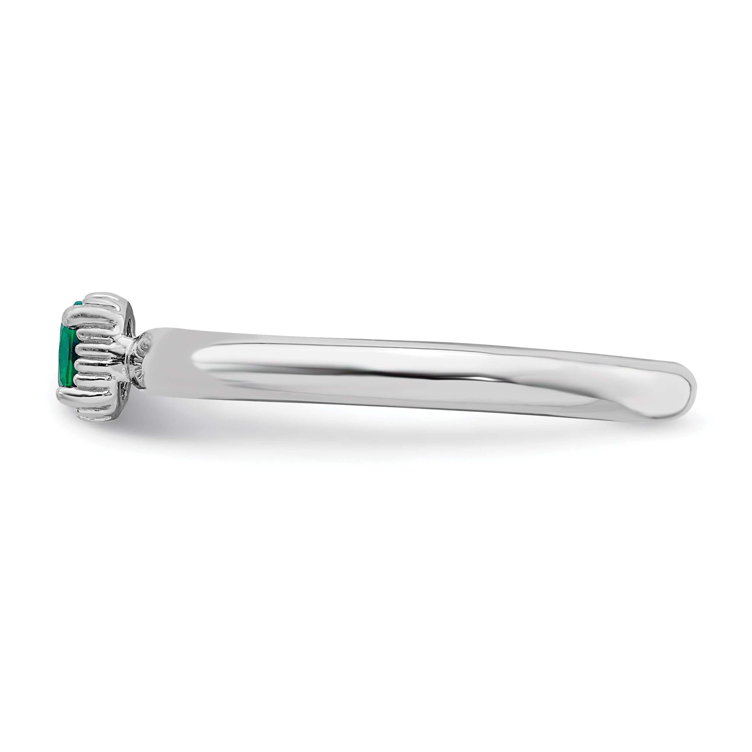 Created Emerald Sterling Silver Single-Stone Ring