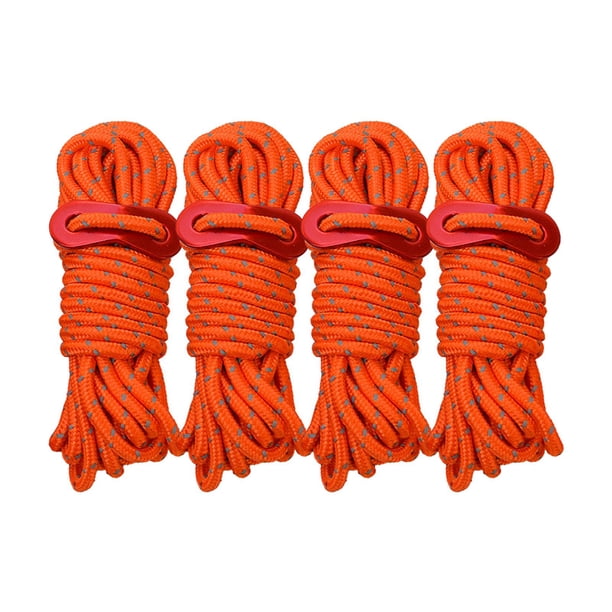 Juego de 4 Cuerda Paracord Zulema reflectante Guyline Camping tienda toldo Gazebo naranja