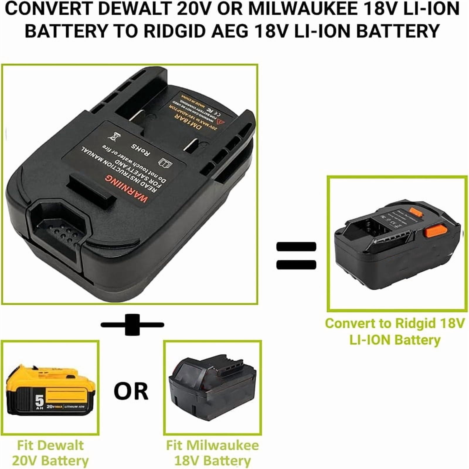 Battery Adapter Converter for De*walt 20V or Mil*wau*kee 18V Li-ion Battery to for Ridgid /AEG 18V Cordles Power Tools Use