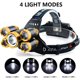 thumbnail image 2 of Faro delantero recargable, 18000 lúmenes, IPX4 impermeable, linterna ajustable de 90 °, faro perfecto de 5 LEDS para acampar, senderismo, pesca Afortunado Sencillez, 2 of 4