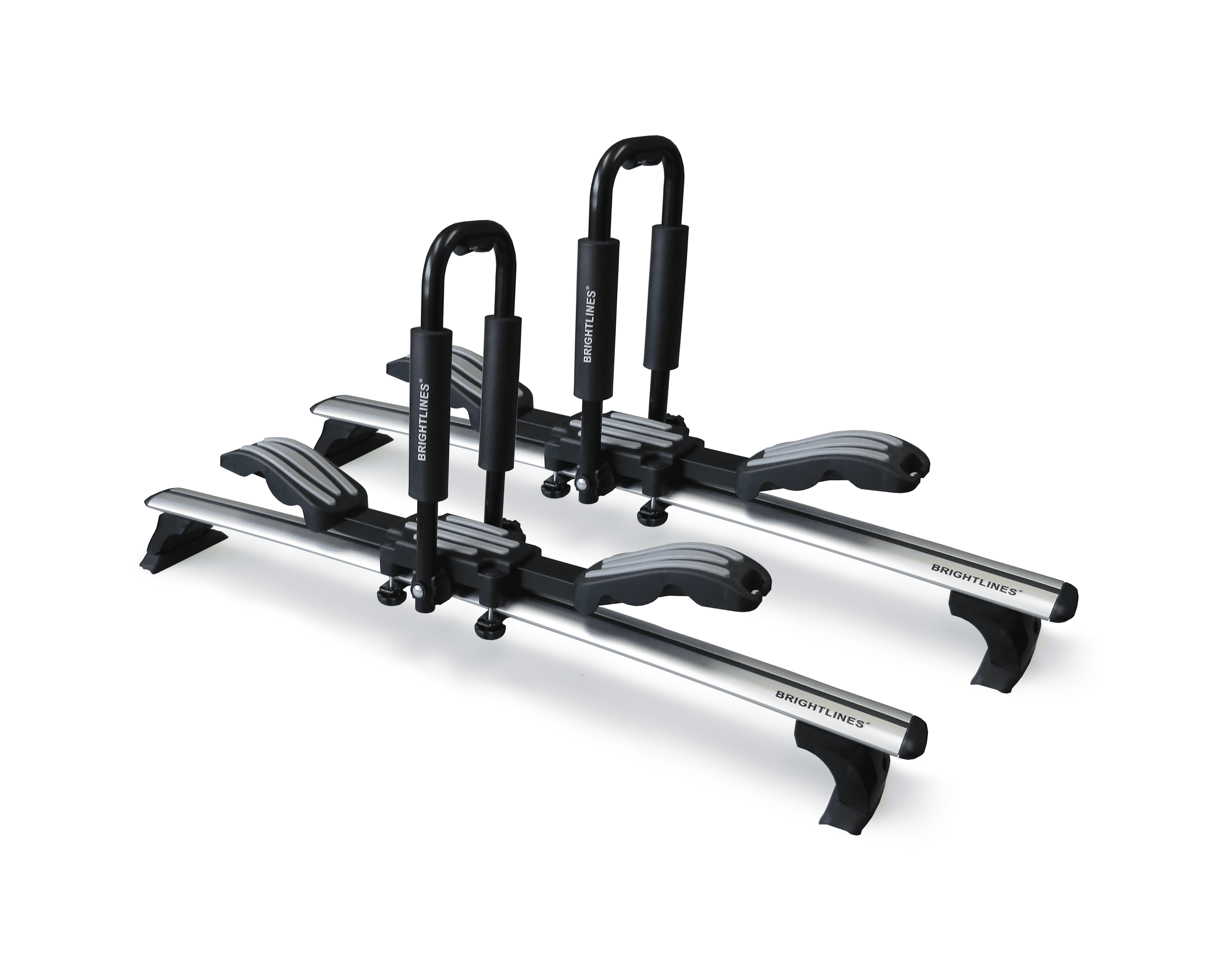 BrightLines Roof Rack Crossbars and Premium Double Kayak Rack Combo