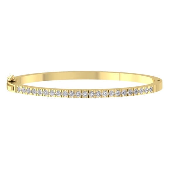 ARAIYA JEWELRY 10k Yellow Gold Diamond Bangle Bracelet (1 1/2 Cttw, I-J/ I2-I3), 6.5"