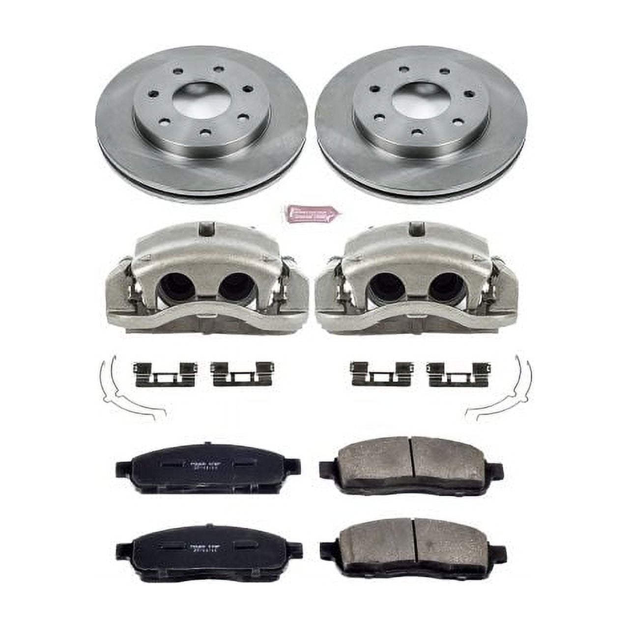 PowerStop Front Stock Replacement Brake Pad and Rotor Kit with Calipers Fits: FORD Select Models KCOE1946