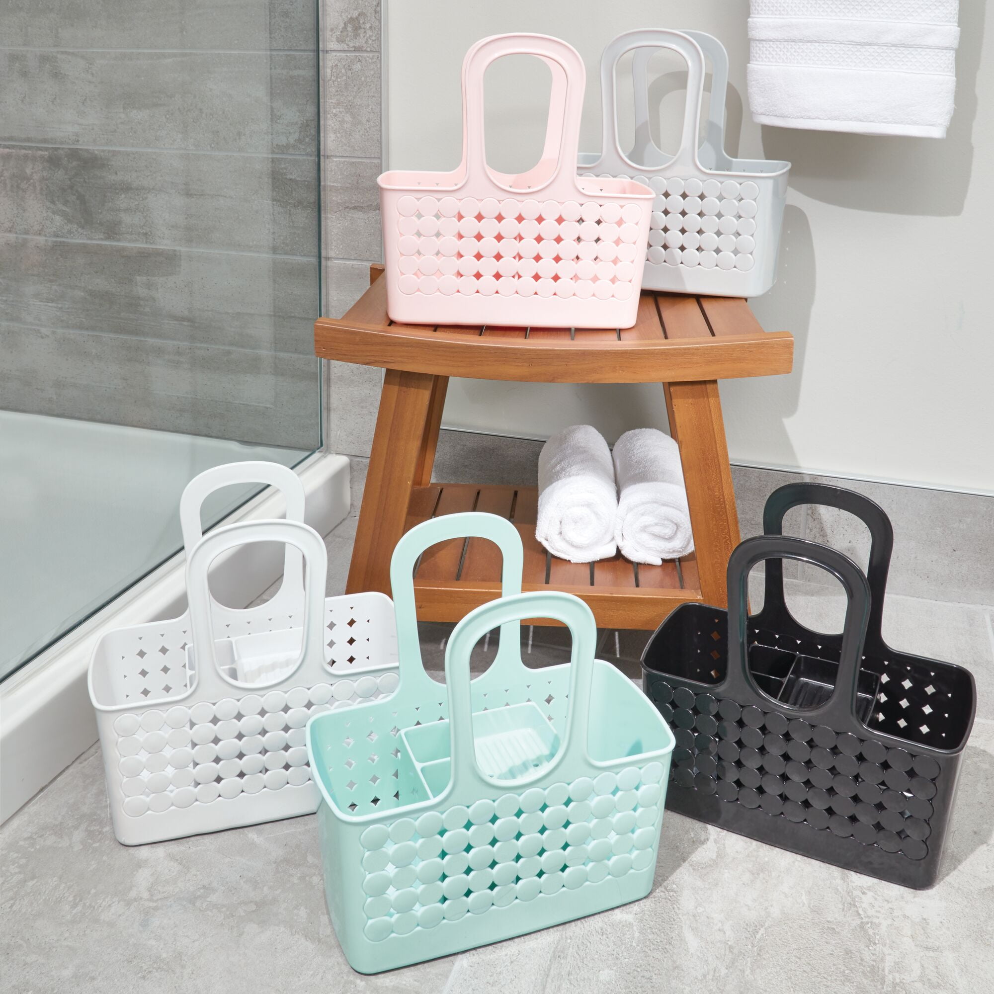 Portable Shower Caddy Tote Heart Shaped Hollow Plastic Storage