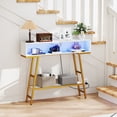 thumbnail image 2 of Gymax 40'' Console Table w/ Power Strip 3-Tier Entryway Table w/ RGB LED Lights White, 2 of 10