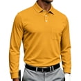 thumbnail image 2 of Fabrcox S-4XL Mens Polo Shirts Long Sleeve with Pockets Collared Work Shirt for Men Business Casual Plain Classic Fit Athletic Men's Golf Shirts Yellow M, 2 of 8