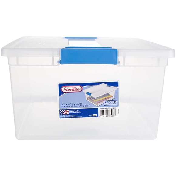 Caja de almacenamiento profunda Sterilite con cierre de clip, 36 x 28 x 16 cm, tapa transparente