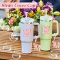 thumbnail image 5 of Sinekong 4pcs Letter Charm for Tumbler Cup, 1 Charm for Tumbler Handle Pearl Keychain Personalized Charm Letter M, 2 Straw Topper, 1 Letter Stickers, 5 of 8