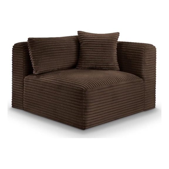 Meridian Furniture Shaggy Brown Corduroy Performance Fabric Corner Chair