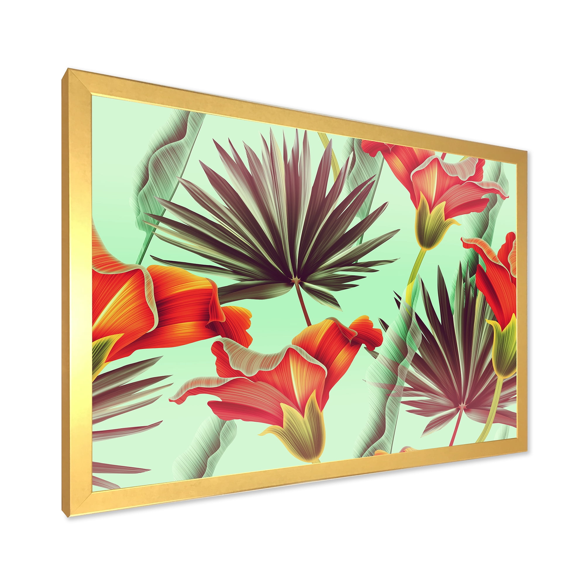 Designart 'VIntage Tropical Flowers VII' Traditional Framed Art Print