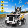 thumbnail image 3 of 12V Ride on Dump Truck,Construction Vehicle Ride on Toy with Remote Control, Electric Dump Bed & Shovel with Spring Suspension, Music, and LED Lights,White, 3 of 5