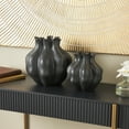 thumbnail image 2 of DecMode 10", 8"H Abstract Tulip Shaped Black Resin Vase, Set of 2, 2 of 12
