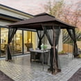 thumbnail image 7 of Unique Choice 10 x 10 Ft Outdoor Patio Gazebo with Ventilated Double Roof and Mosquito Net,Color Brown, 7 of 7