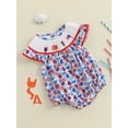 thumbnail image 4 of BemeyourBBs Baby Girl Patriotic Romper Embroidery Heart Print Fly Sleeves Jumpsuit, 4 of 9