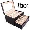 thumbnail image 2 of SalonMore Large 20 Slots Leather Men Watch Storage Box Display Case Organizer Glass Top, 2 of 6