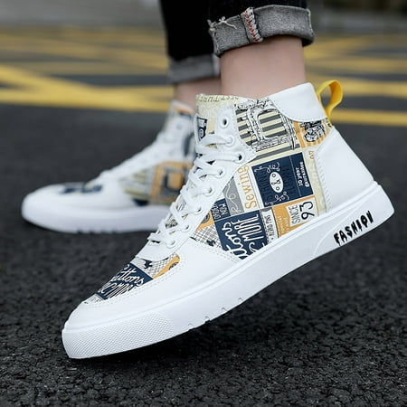 

Cathalem Men Shoes High Top Fashion Casual Shoes For Walking Lace Up Sports Shoes Mens Chukka Shoes Casual Yellow 10