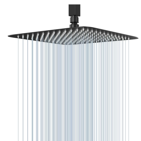 GGStudy High Pressure Square Shower Head 12 Inches Large Stainless Steel Shower Heads,Ultra Thin Rainfall Bath Shower 1/2 Connection Oil Rubbed Bronze Black Shower Head