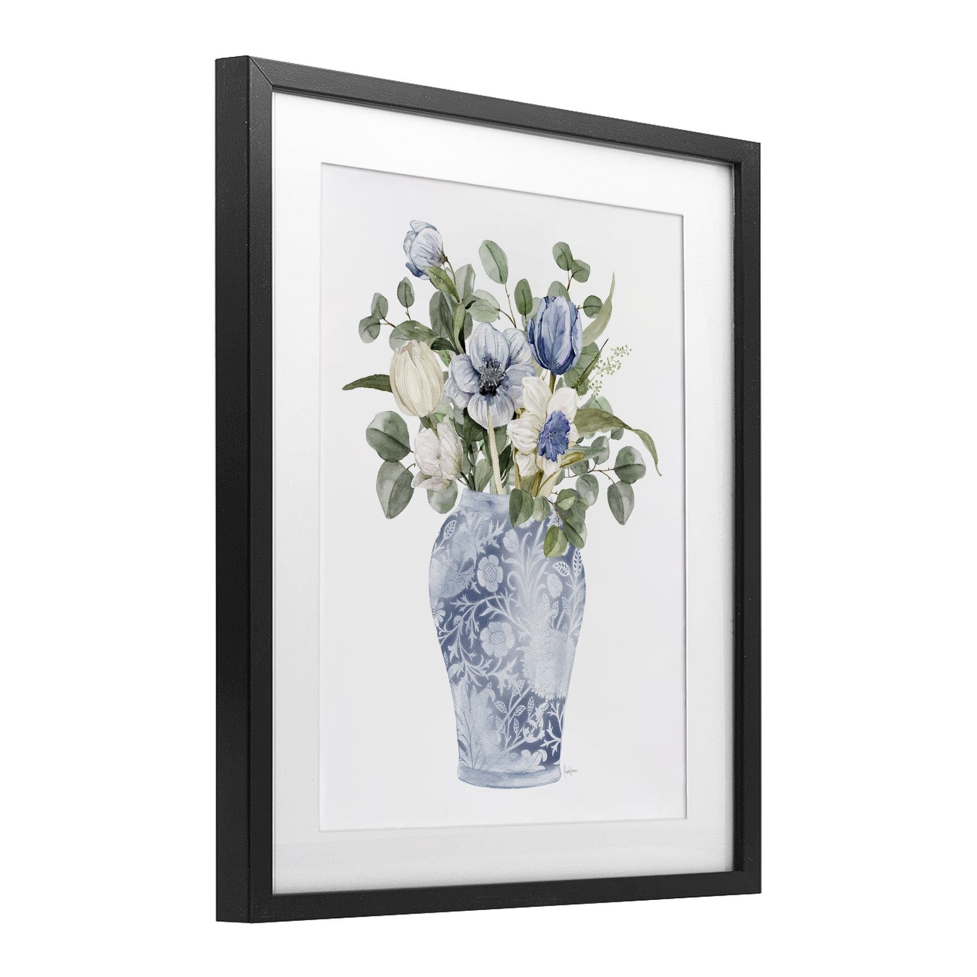 Stupell Industries Ornate Vase Tulips Black Framed Print Under Glass, design by Livi Finn