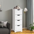 thumbnail image 3 of Topbuy 4 Drawers Bathroom Storage Cabinet Free-Standing Side Storage Organizer, White, 3 of 9