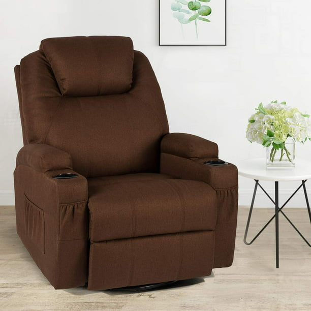 Fabric Massage Recliner Chair 360 Degrees Swivel Heated Ergonomic