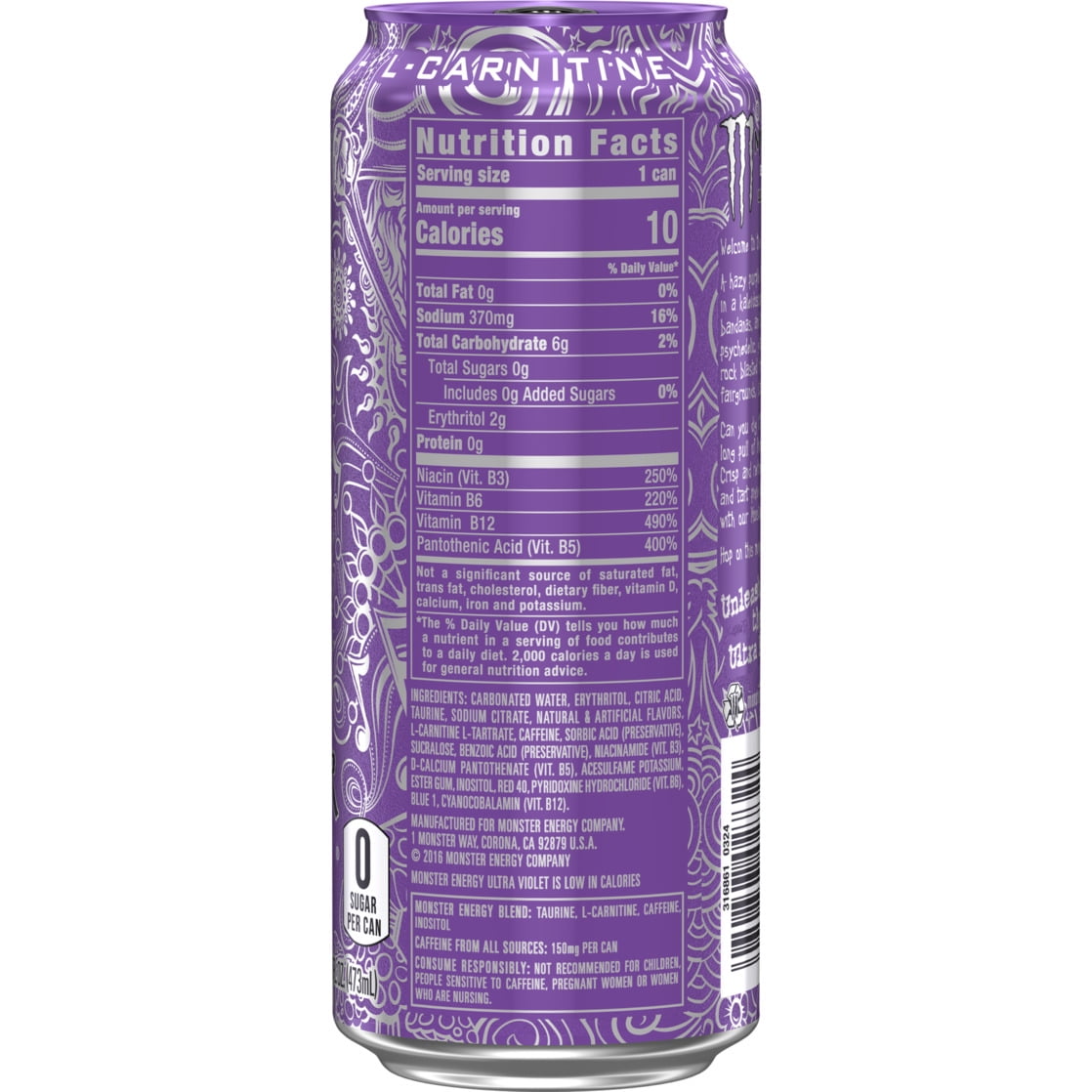 Monster Energy - Brandclub - Monster Energy Ultra, Violet, Sugar Free  Energy Drink, 16 Fl Oz
