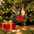 thumbnail image 3 of Christmas Bird Acrylic Ornament 3.9 Inch Poinsettia Candle Hanging Tree Decor Design C, 3 of 8