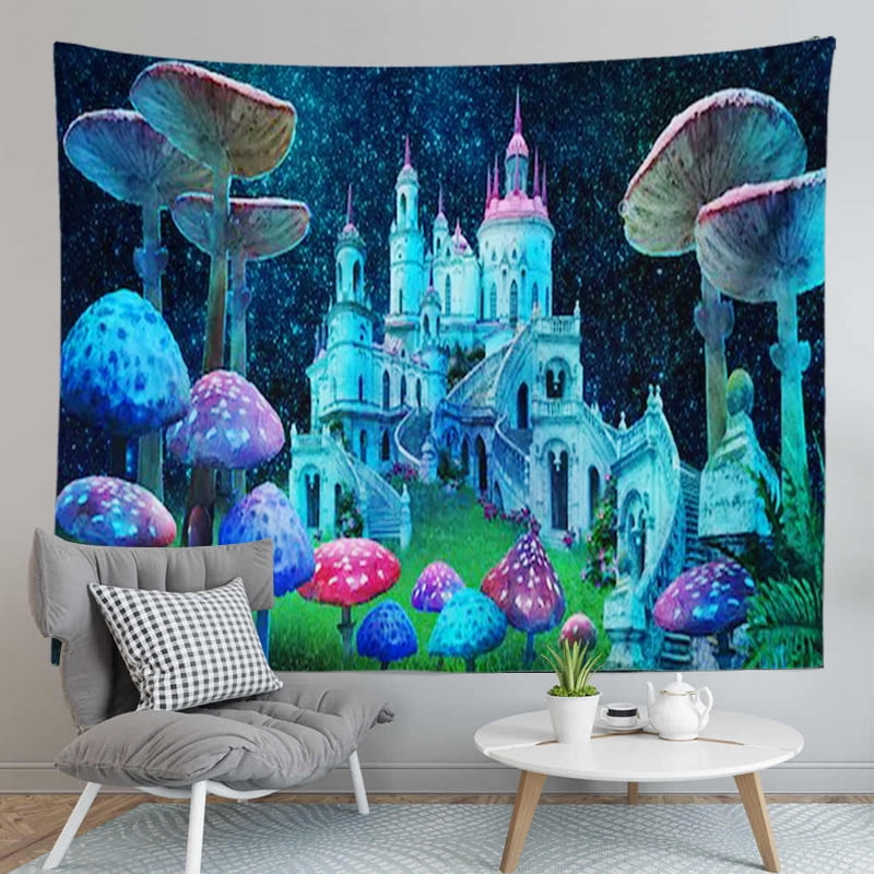 CINEEN Trippy Psychedelic Tapestry,Blacklight Forest Mushroom Hippie ...