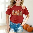 thumbnail image 2 of HCNTES Toddler Girl Fall Shirt Boy Girls Halloween Shirt Cute Pumpkin Flower Short Sleeve Tops Thankful Fall T-Shirt(3-4 Years,O74-Red), 2 of 5