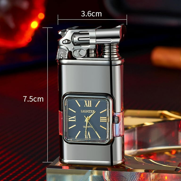 Windproof Lighter Vintage Watch Bezel Jet Flame Torch, Men's Windproof Lighter Vintage Watch Bezel Jet Flame Torch, Men's