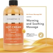 Cosmetasa Hot Cream Massage Gel 87% Organic Cellulite Cream with Massager Mitt, 16.9 fl oz