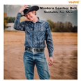thumbnail image 3 of WHIPPY Western Leather Belts for Women Men Cowboy Cowgirl Leather Belt Embossed Buckle, 3 of 11