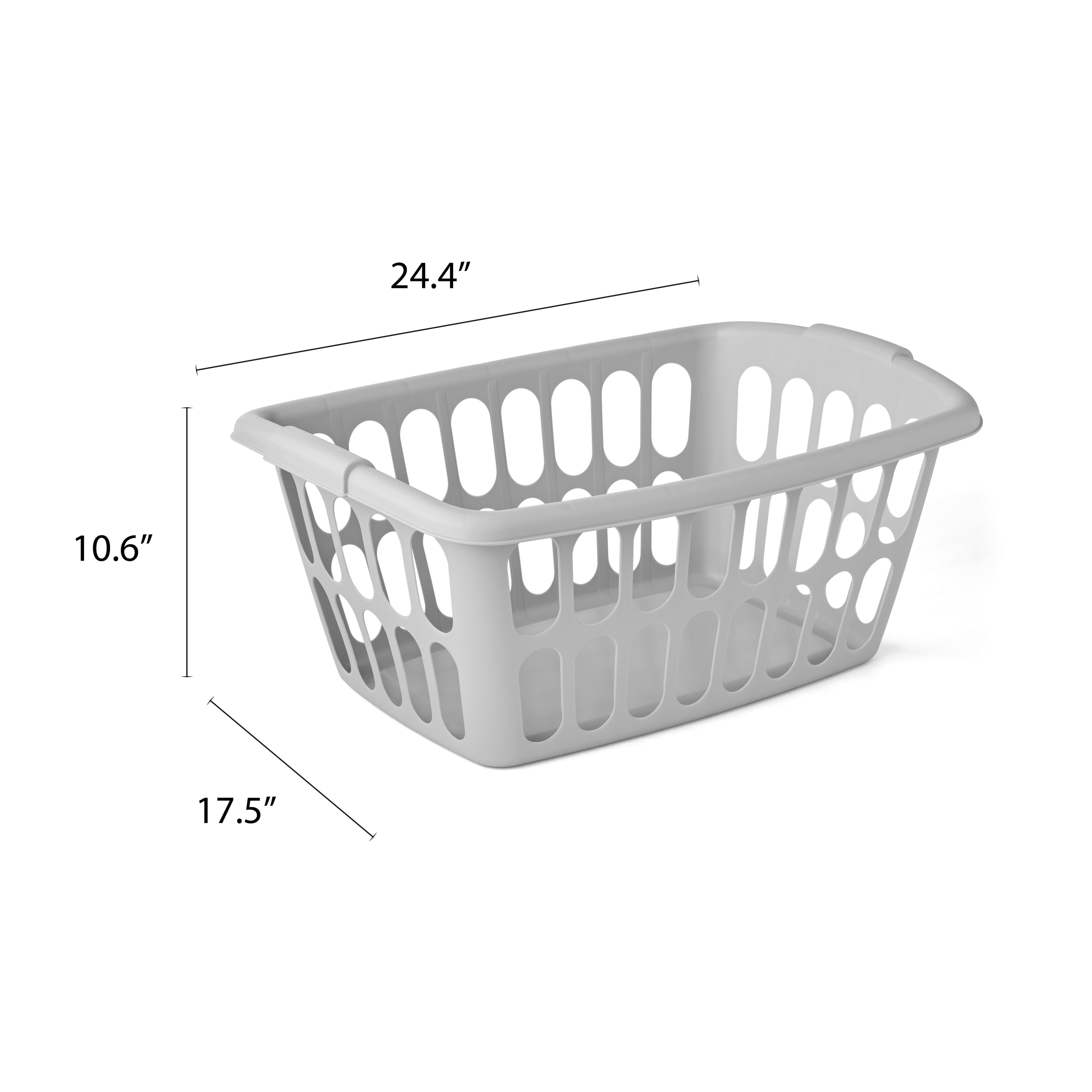 Starplast 1.5-Bushel Rectangular Plastic Laundry Basket, Soft Silver, 6 Pack