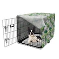 thumbnail image 5 of Botanical Dog Crate Cover, Summer Revival Flourishing Lily Petal Buds Beauty Damask Leaves Pattern, Easy to Use Pet Kennel Cover Small Dogs Puppies Kittens, 7 Sizes, Lilac Green and Pink, by Ambesonne, 5 of 6