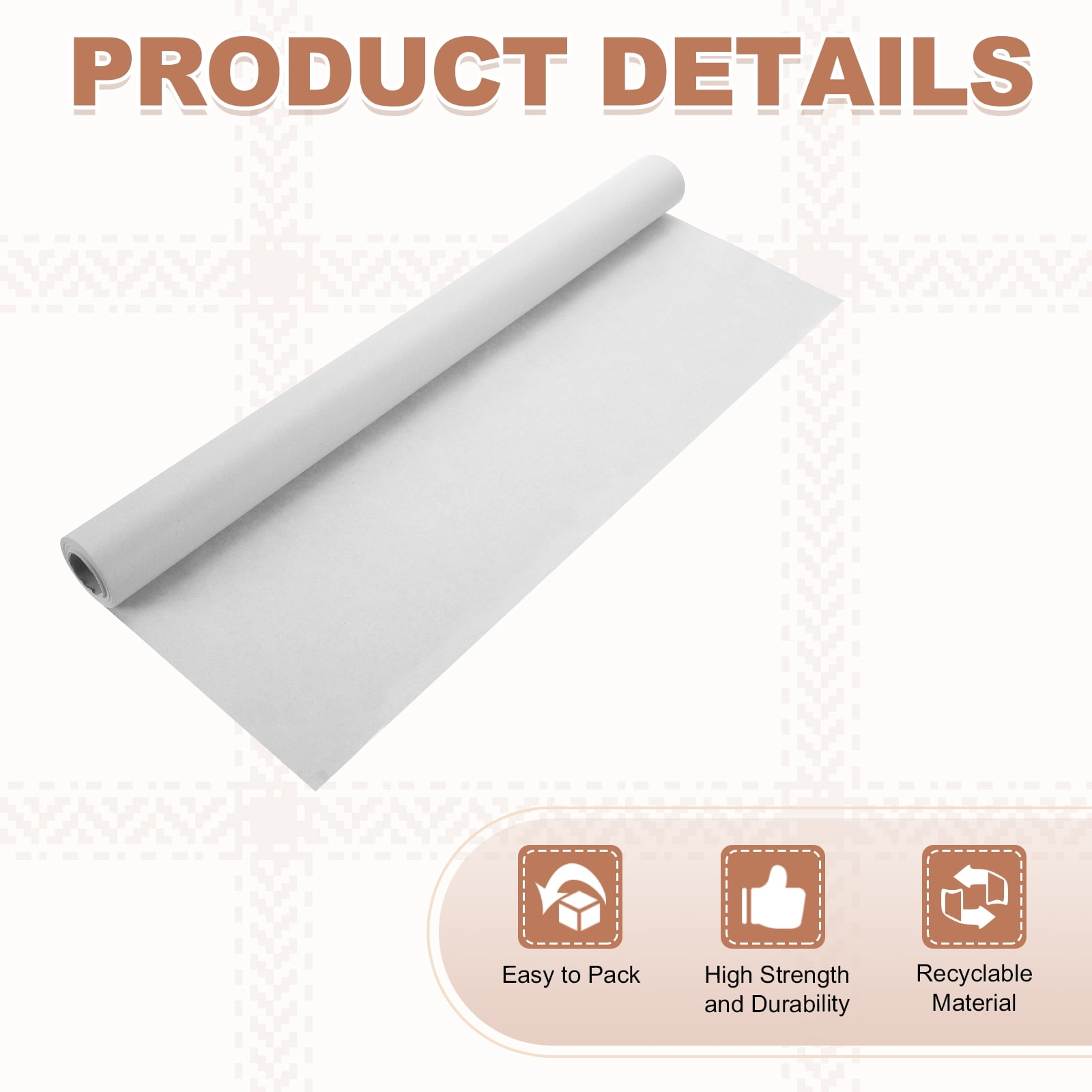 Uxcell Kraft Wrapping Paper, 19.7"x 393"(32.8') Decorative Paper Kraft Craft Paper for Gift Wrapping Bouquet Flower Bulletin Board Art Painting Craft Packaging Shipping, White 300GSM