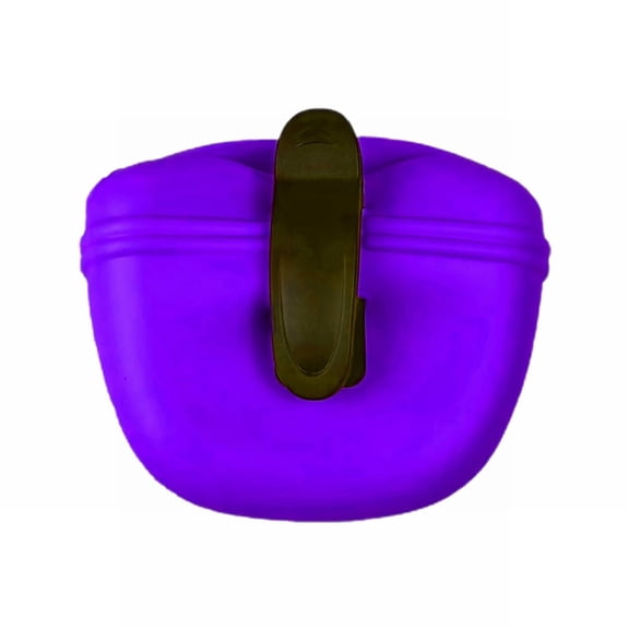 Portable Silicone Dog Treat Pouch with Waist Clip, Clip-On Training Container with Buckle Closure for Outdoor Dog Walking Training