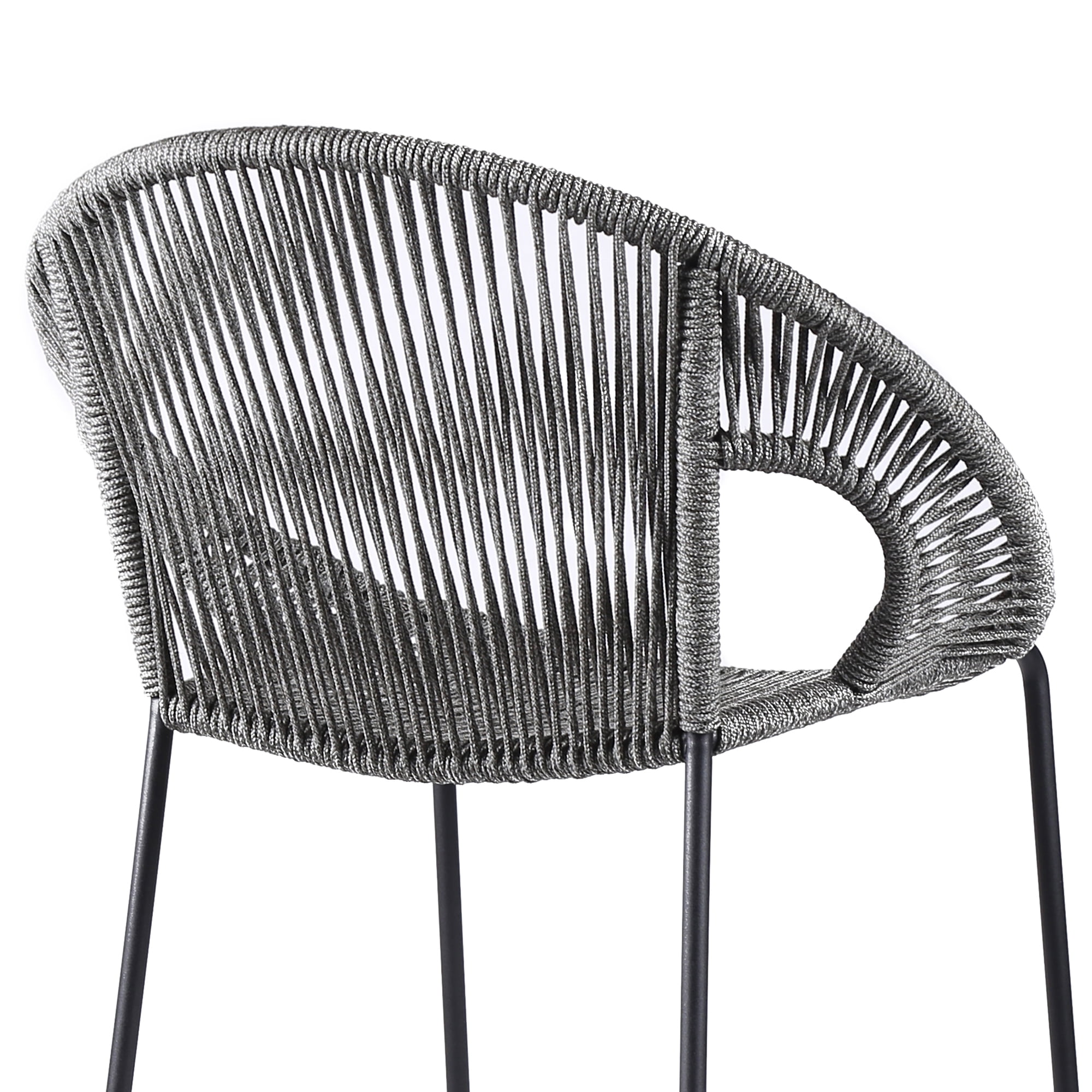 Acapulco 30" Indoor Outdoor Steel Bar Stool with Gray Rope - Set of 2