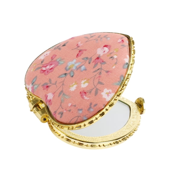 Vocoste Mini Mirror Floral Small Mirror for Purse Heart Shape Pink