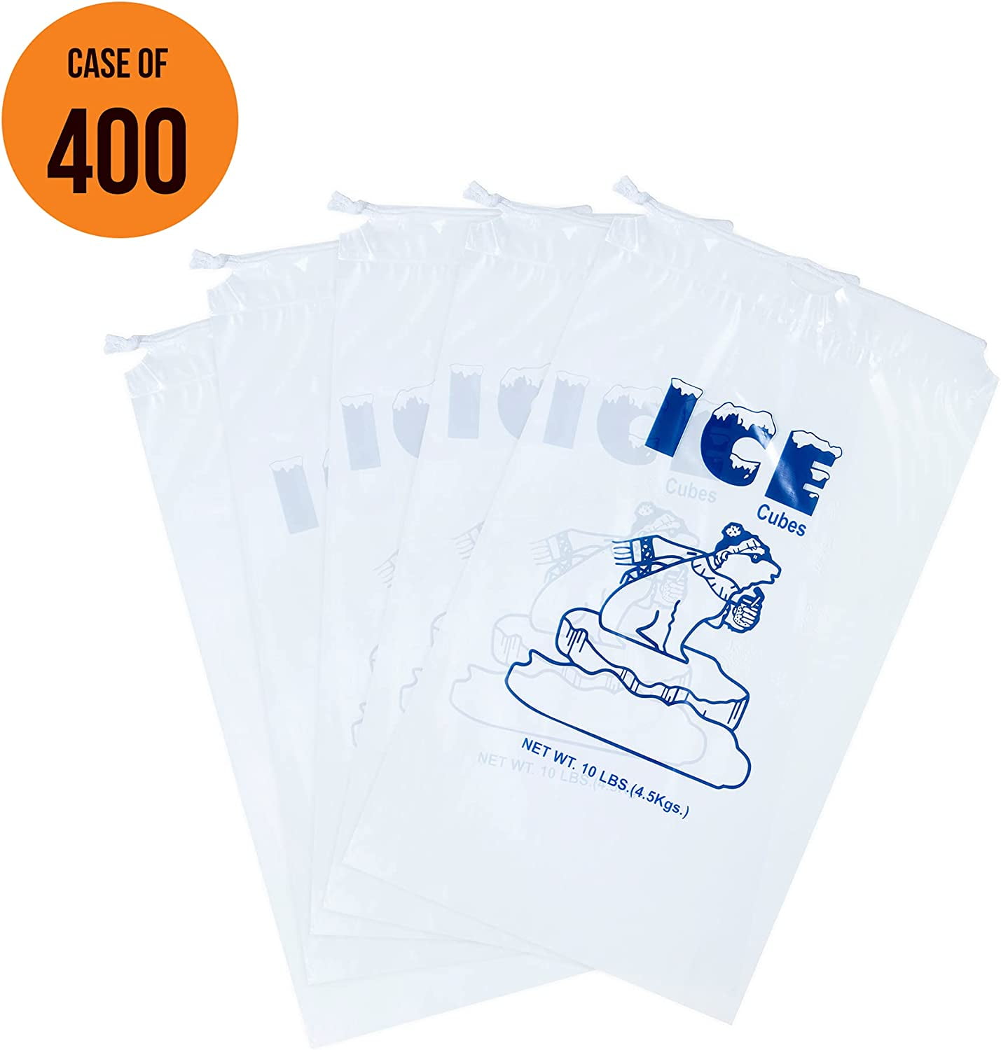 Infinite Pack 400 Pack Ice Bags 10 lb, Heavy-Duty Ice Bags with Drawstring(1.30 Mils Thickness)