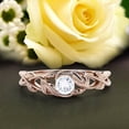 thumbnail image 1 of Gorgeous Boho & hippie 0.50 Carat Round Cut Diamond Moissanite Leaf Inspired Engagement Ring, Wedding Ring in10k Solid Rose Gold, Gift For Her, Promise Ring, Anniversary Ring, 1 of 3