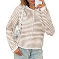 thumbnail image 2 of Button Down Long Sleeve Lightweight Crewneck Casual Knit Striped Cardigan, 2 of 7