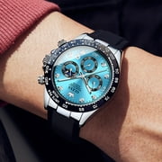 OLEVS Watches for Men Chronograph Multifunction Sport Silicone Luxury Dress Moon Phase Quartz Male Watch Waterproof Mens Wrist Watches Reloj para Hombre,plated golden/Black/White/Blue/Grey Dial