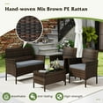 thumbnail image 3 of S AFSTAR 4 Pieces Patio Rattan Conversation Set, Patio PE Outdoor Set w/Tempered Glass Coffee Table, Loveseat & Chairs, Zippered Gray Cushions, Wicker Patio Sofa Set for Backyard, Garden & Poolside, 3 of 9