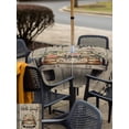 thumbnail image 4 of Spring Flower Outdoor Tablecloth - 60x60 Inch Square Dining Table Cover, Farmhouse Vintage Truck Black Plaid Wood Grain Waterproof Outdoor Table Cloth with Umbrella Hole & Zipper for Picnic/Patio, 4 of 7