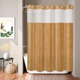 thumbnail image 2 of No Hook Shower Curtain, Orange Stripe Shower Curtains for Bathroom with See Through Top Window, Farmhouse Modern Minimalist Geometric Waterproof & Washable Bath Curtain Extra Long 72"x96", 2 of 9