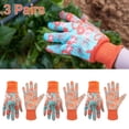 thumbnail image 2 of 3 Pairs Women's Cotton Garden Gloves, Soft Knit Gardening Gloves with PVC Dots, Floral Garden Work Gloves, 2 of 2