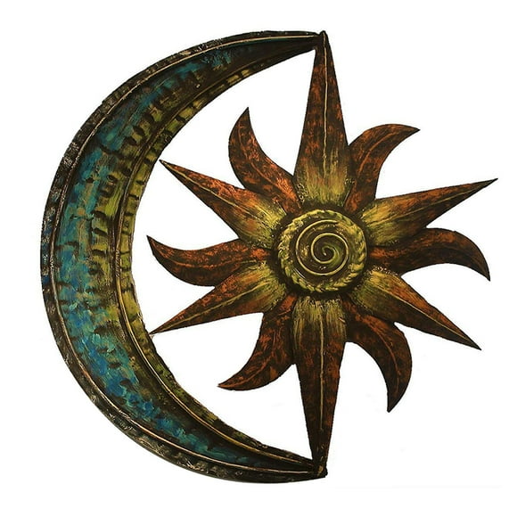 JFBUJC Sun And Moon Wall Decor Celestial Themed Statue Hanging Metal Artistic Ornament For Home