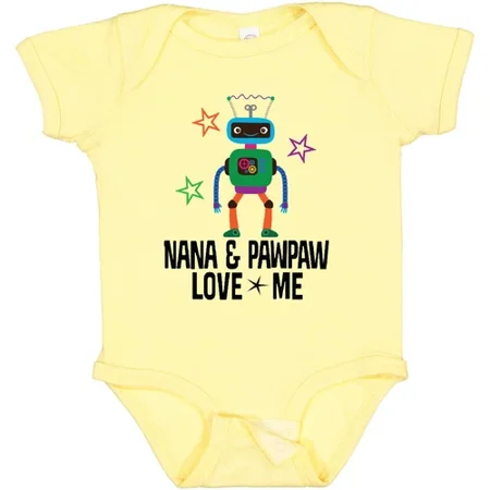 Bella Canvas Nana And PawPaw Love Me Grandson Robot Baby Bodysuit Grandchild Outfit Bodysuit