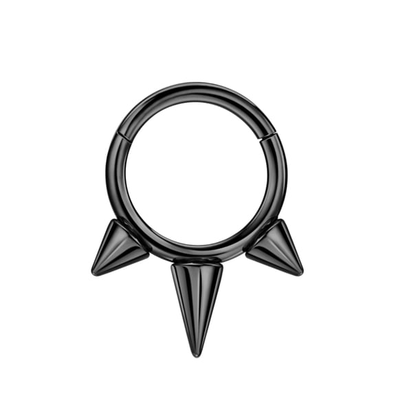 Surgical Steel Septum Jewelry Black Spike Hinged Piercing Earrings for Women 16 Gauge Septum Ring 8mm Septum Clicker