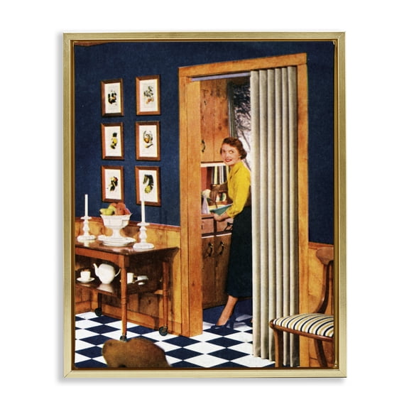 Stupell Industries Victorian Vintage Woman Scenery Gold Floating Frame Canvas Art, 17 x 21, by Kathy Alper